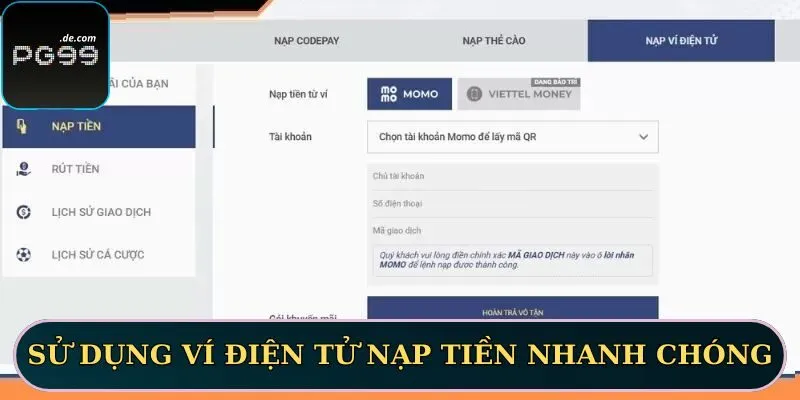 Bạn có thể chọn hình thức nạp qua thẻ cào